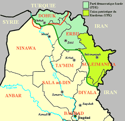 Carte du nord de l'IRAK