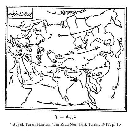 Büyük Turan haritası (Carte de la grande Touranie)